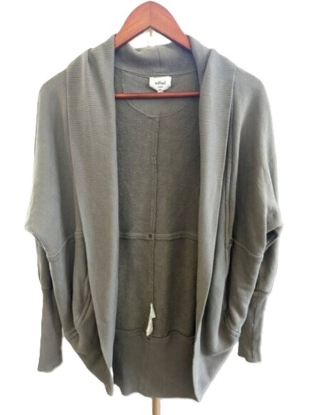 Wilfred Dierdot Cocoon Cardigan Aritzia Olive Green Open Front XS